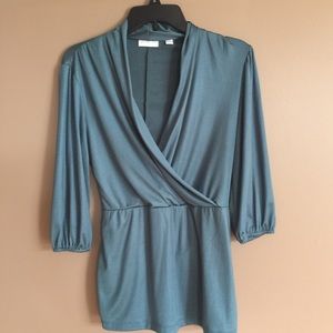 NY&C Stretch teal silky blouse